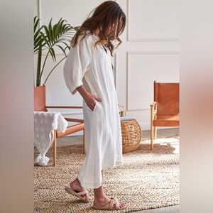 Heidi Merrick White Long Sleeve Cotton Gauze Dress